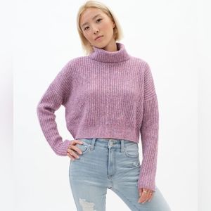 Aeropostale Cosy Purple Cropped Turtleneck Sweater | Medium